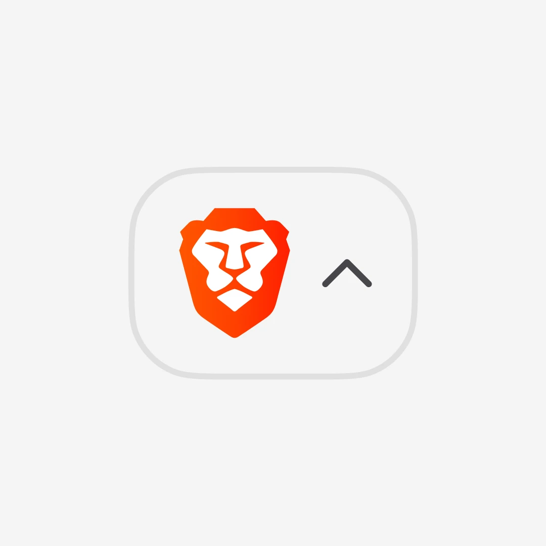 Brave lion logo button with an up chevron from the bottom toolbar